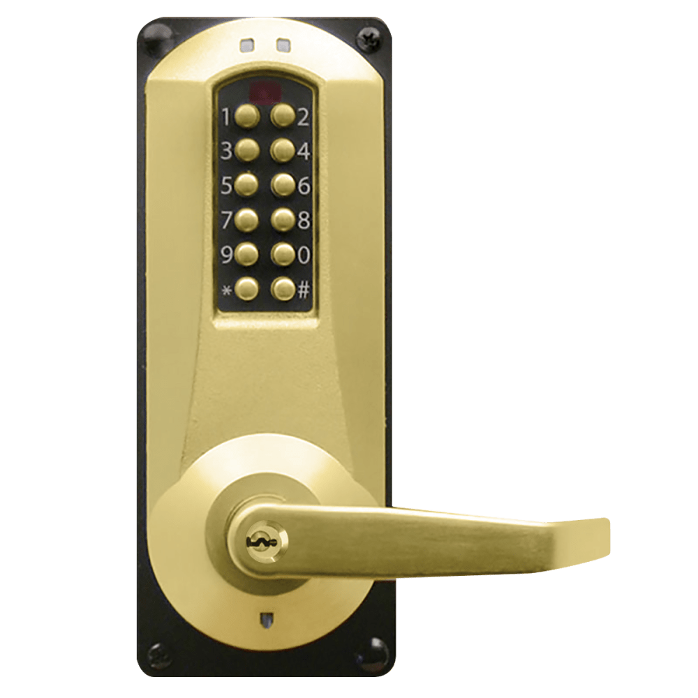DormaKaba E5086XSWL-606-41 E-Plex 5086 Entry/Egress Back to Back Mortise Lock, 100 Access Codes, 3,000 Audit Events, KIL, Schlage C Keyway, Satin Brass