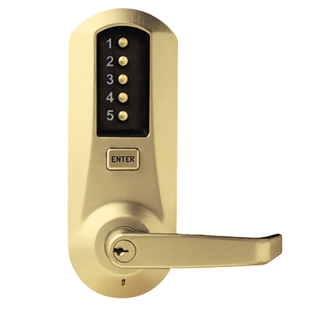 DormaKaba 5021XKWL-04-41 Cylindrical Combination Lever Lock, 2-3/4" Backset, 1/2" Throw Latch, KIL, Kaba 90 Keyway, Satin Brass