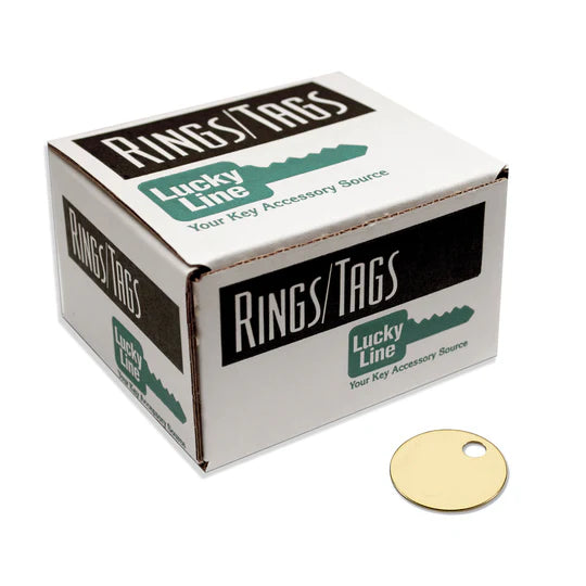 Lucky Line 26017 1-7/8" Solid Brass Key Tag with 1 Hole 100 Per Display Box