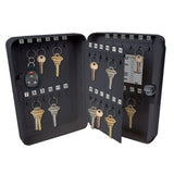 Lucky Line 61900 Metal Locking Key Cabinet, 48 Hooks, Black