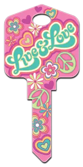 KW-PG2 Pampered Girls LIVE & LOVE House Key Blank Kwikset Keyway