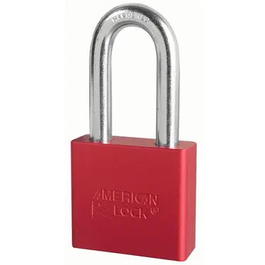 American Lock A1306RED Red Anodized Aluminum Safety Padlock, 2" Body, 2" Tall 3/8" Diameter Shackle, Keyed Different
