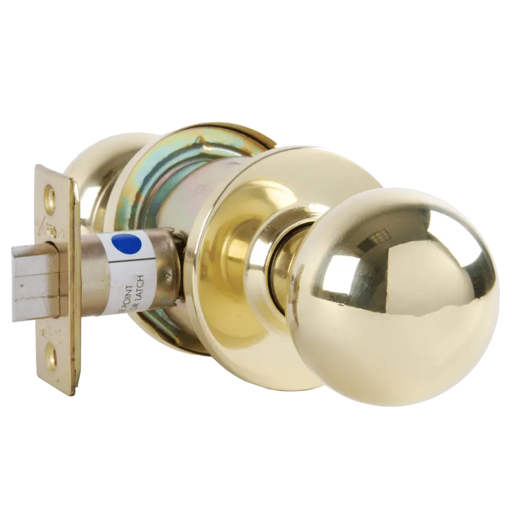 Arrow Lock RK01-BD-03-R60-R72 Grade 2 Ball Knob Lock, Passage, Polished Brass, 2-3/8"