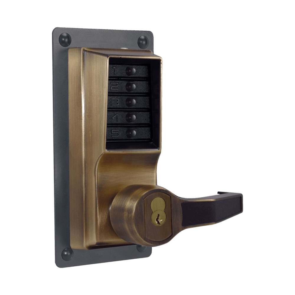 DormaKaba LRP1020B-05-41 Exit Trim Lever Lock, Combination and Key Override, Right Hand Reverse, 6/7-Pin SFIC Prep, Less Core, Antique Brass