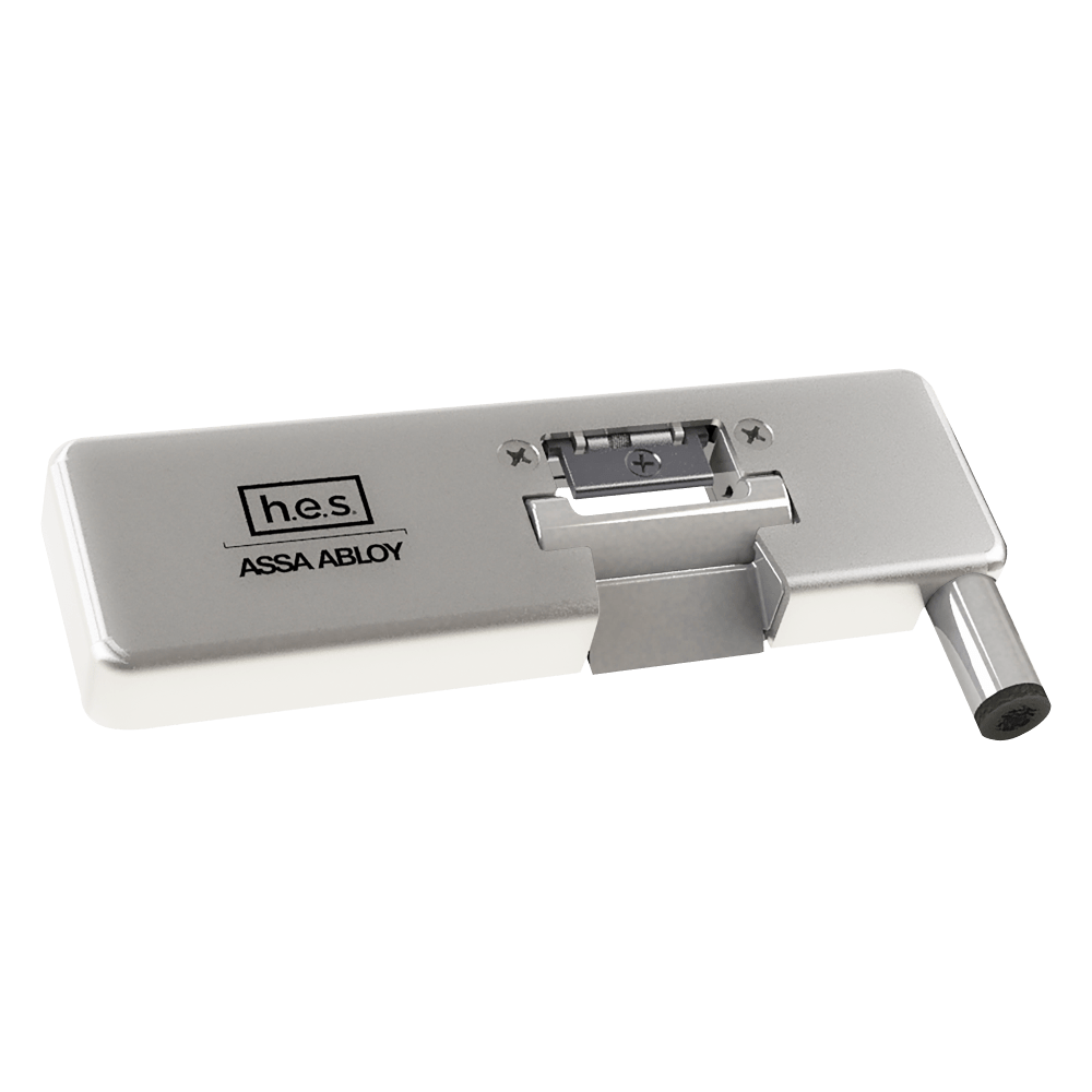 HES 9100L-629 Grade 1 Field Selectable (Safe/Secure) 12/24VDC Electric Strike for Glass Single Doors with Vertical Rods, Bright Stainless Steel Finish, Left-Handed