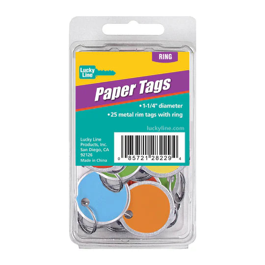 Lucky Line 28529  1-1/4" Metal Rim Key Tag Assorted 25 pcs