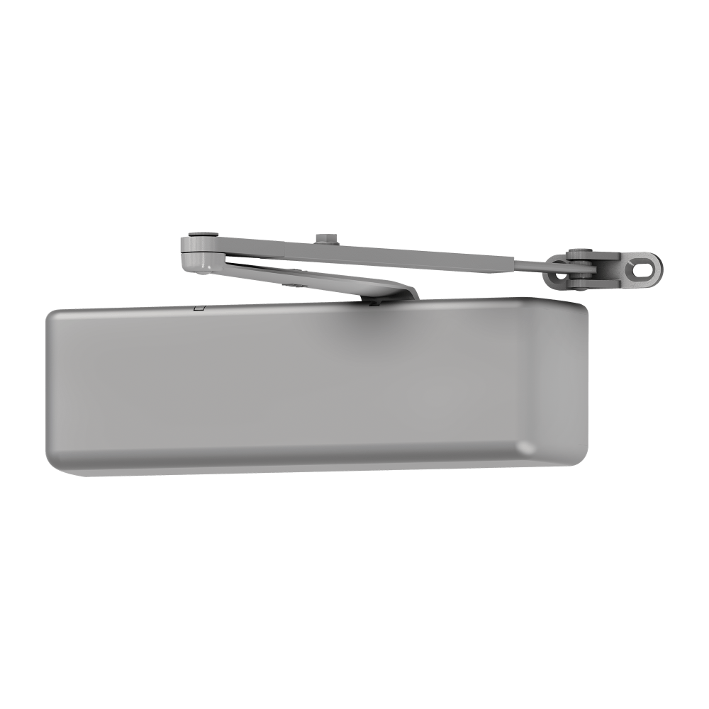 LCN 4041DEL-REG 689 Grade 1 Surface Door Closer, Regular Arm, Push or Pull Side Mounting, 120 Degree Swing, Adjustable Size 1-6, Plastic Cover, Delayed Action, Aluminum Painted Finish, Non-Handed