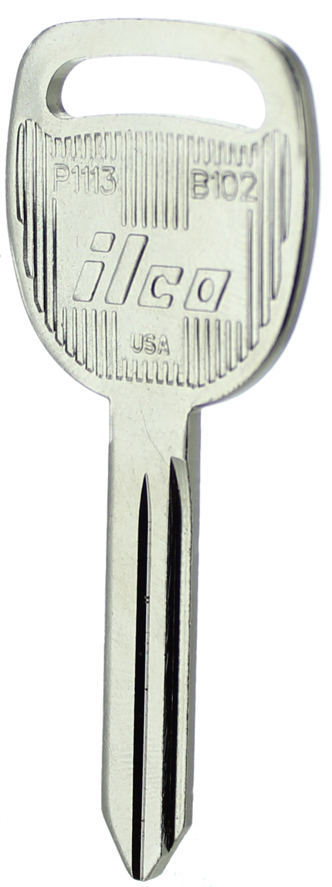 Kaba Ilco P1113 Automotive Key Blank – General Motors B102, Nickel-Plated Brass