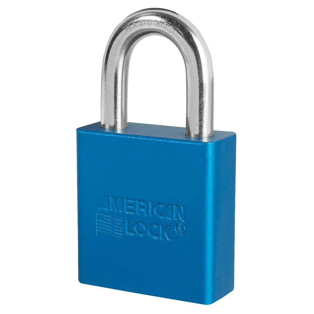 American Lock A1205KABLU 27676 Blue Anodized Aluminum Safety Padlock, 1-3/4" Body, 1-1/8" Tall 5/16" Diameter Shackle, Keyed Alike