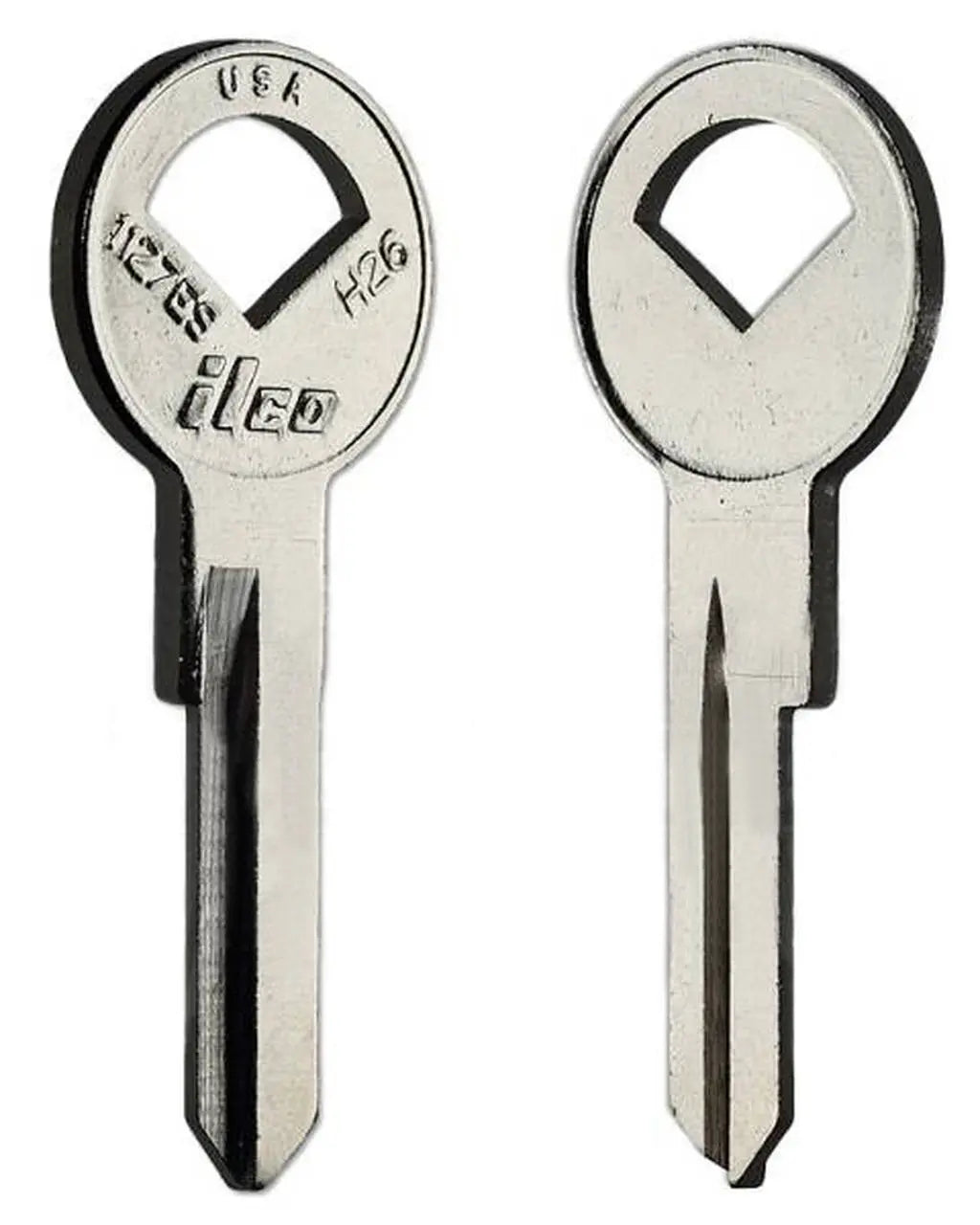 Kaba Ilco 1127ES Automotive Key Blank – Ford H26 Keyway, Nickel-Plated Brass