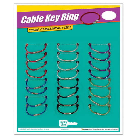 Lucky Line 81124 5" Twisty Cable Key Ring Asst 24 Per Card