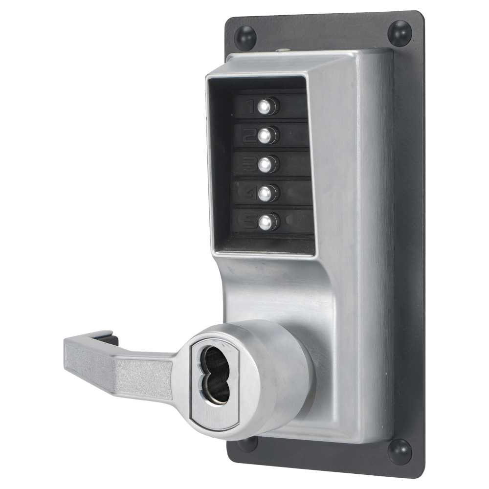 DormaKaba LLP1020M-26D-41 Exit Trim Lever Lock, Combination and Key Override, Left Hand Reverse, Medeco/Yale/ASSA/Abloy LFIC Prep, Less Core, Satin Chrome
