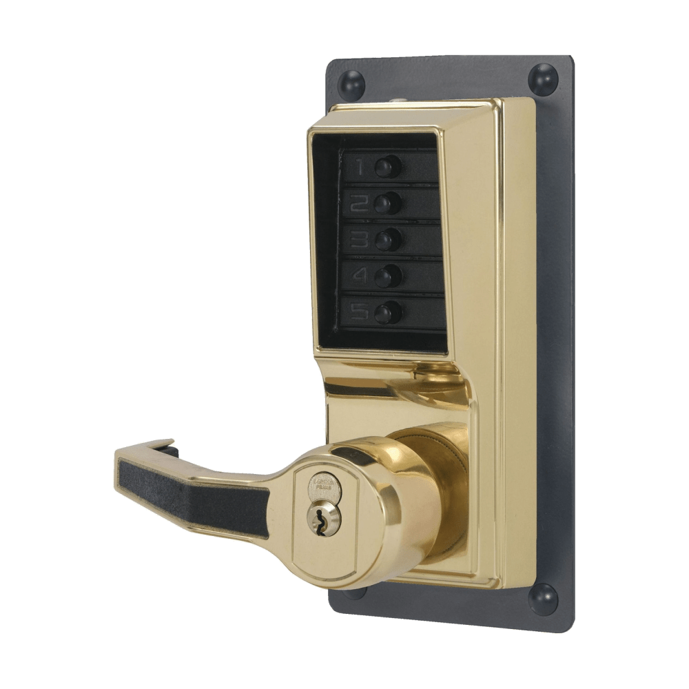 DormaKaba LLP1020B-03-41 Exit Trim Lever Lock, Combination and Key Override, Left Hand Reverse, 6/7-Pin SFIC Prep, Less Core, Bright Brass