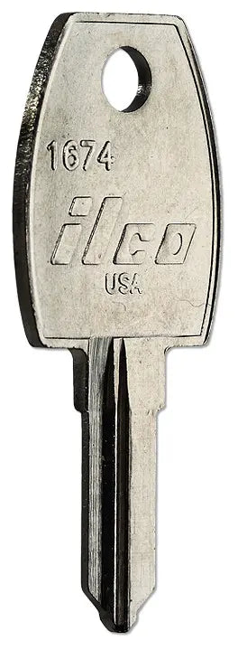 Kaba Ilco 1674 Key Blank – Wood/Treadway Keyway, Nickel-Plated Brass