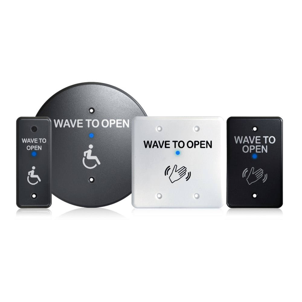 BEA 10MS31BASE Microwave Touchless Actuator, Choice of accessibility logo or plain in all size options, Text & Hand Logo, Adjustable 4 to 24 In, 12-24 VAC/DC,
