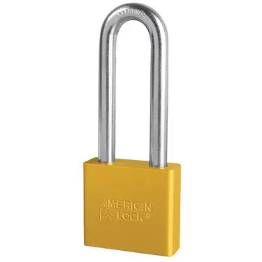 American Lock A1307YLW Yellow Anodized Aluminum Safety Padlock, 2" Body, 3" Tall 3/8" Diameter Shackle, Keyed Different