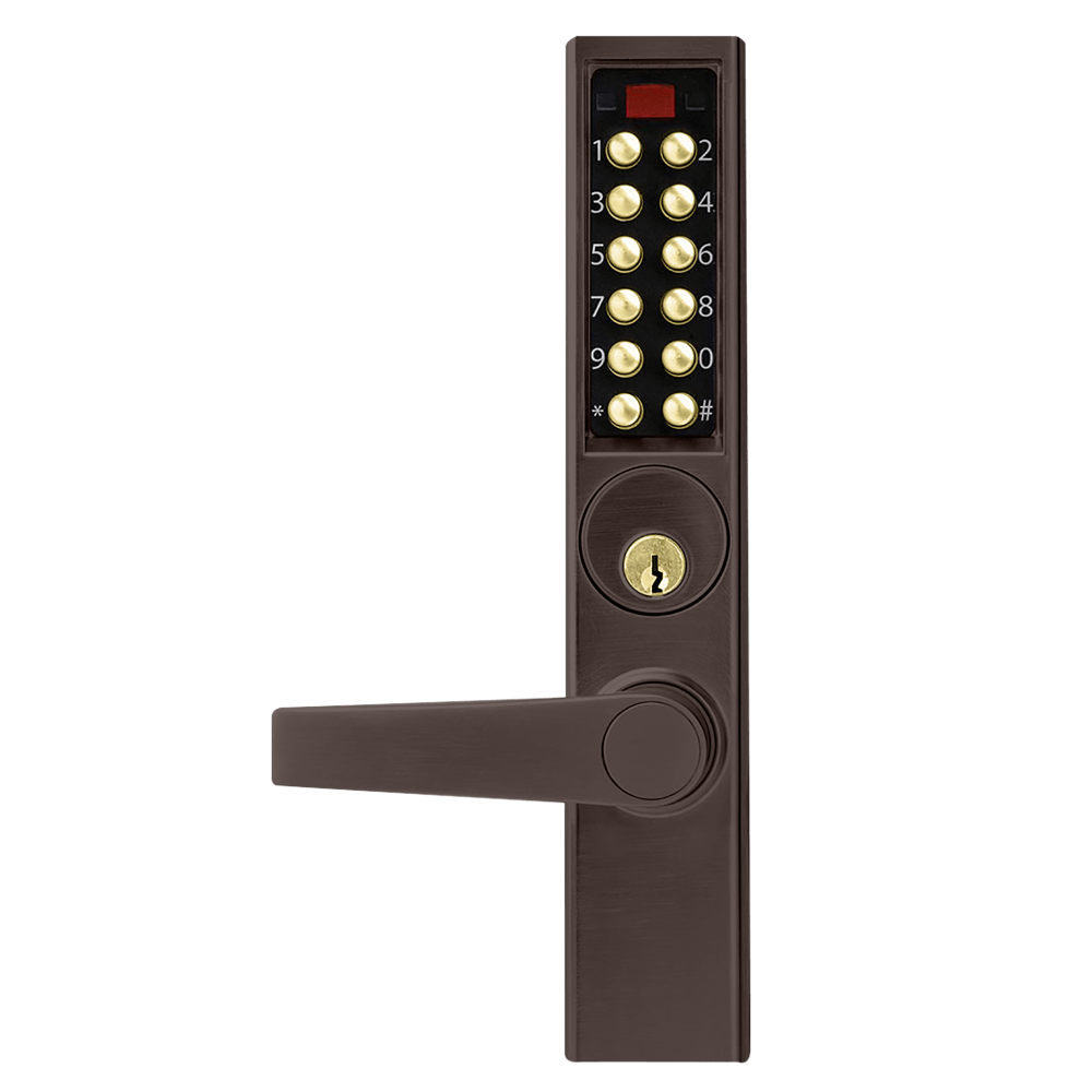 DormaKaba E3065MKNL-744-41 E-Plex 3000 for Adams Rite Latches, 300 Access Codes, 9,000 Audit Events, Kaba 90 Keyway, Lever, Dark Bronze with Brass Accents