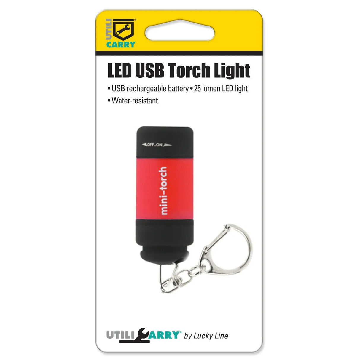 Lucky Line U11270 USB Torch Light Red 1 Per Pack