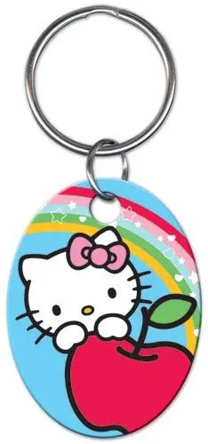 KC-SR4 Hello Kitty BLUE Key Chain SANRIO Hello Kitty with Rainbow and Apple