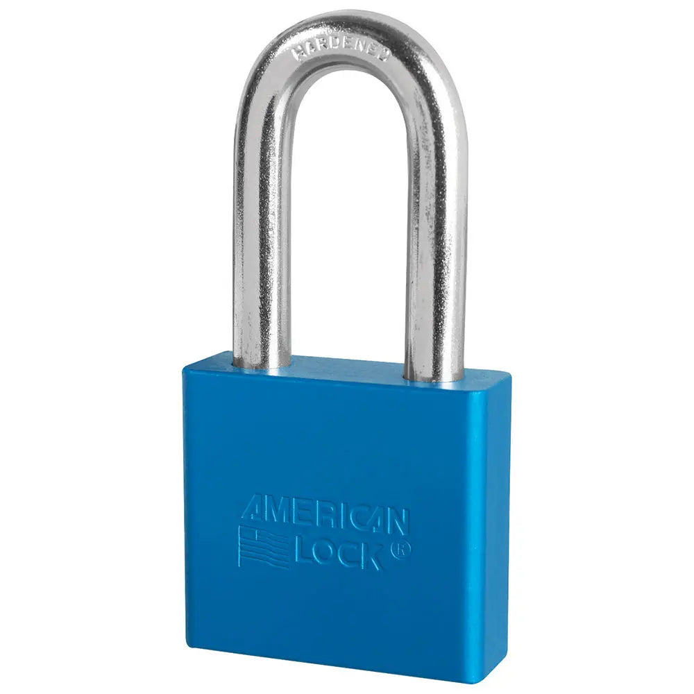 American Lock A1306BLU Blue Anodized Aluminum Safety Padlock, 2" Body, 2" Tall 3/8" Diameter Shackle, Keyed Different