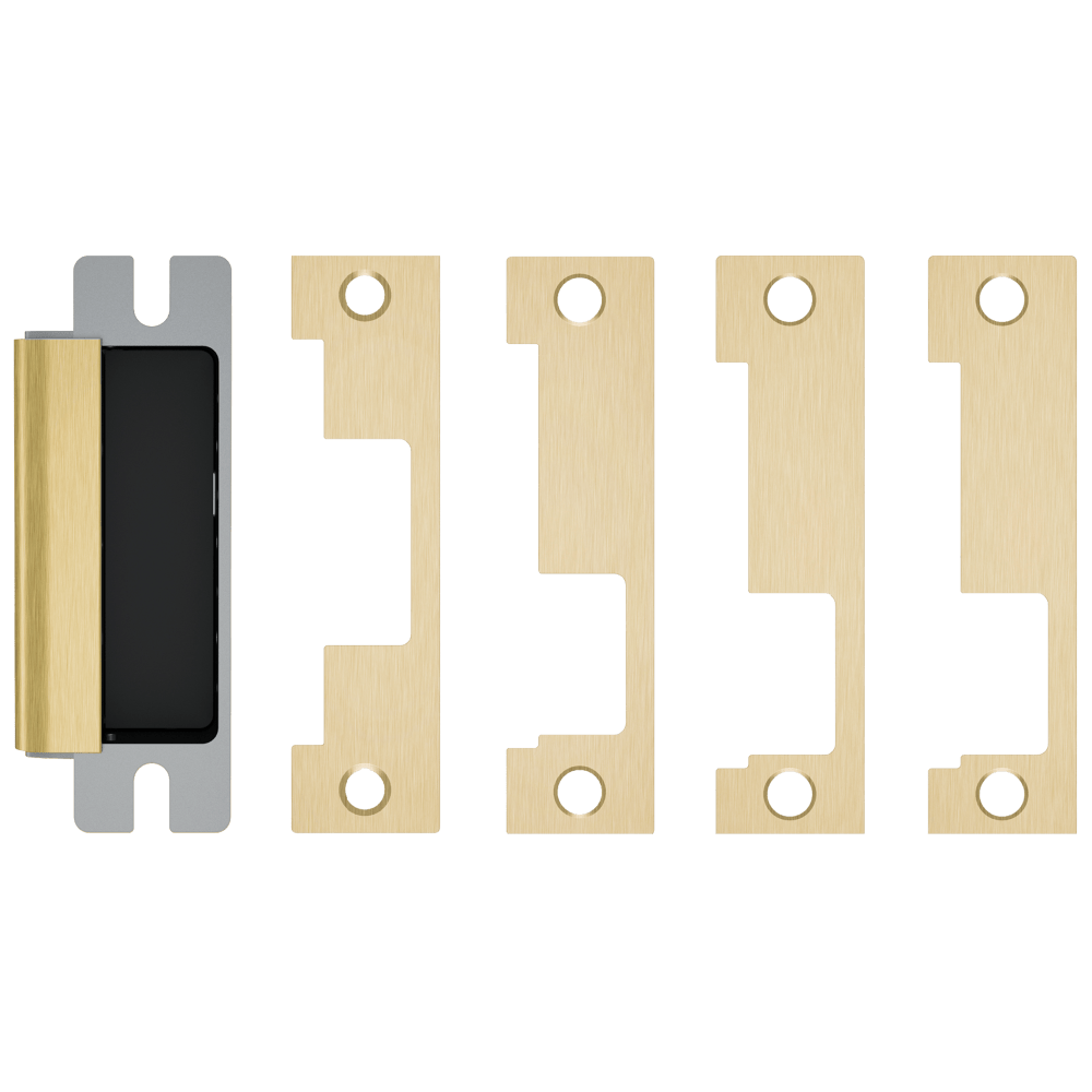 HES 1600-CLB-606 Grade 1 Electric Strike, For Cylindrical or Mortise Latchbolt and Deadbolt Locks, Auto-Sensing 12/24 VDC, Field Selectable Fail Safe/Fail Secure, Includes 1J, 1K, 1KD, 1KM Options, Satin Brass