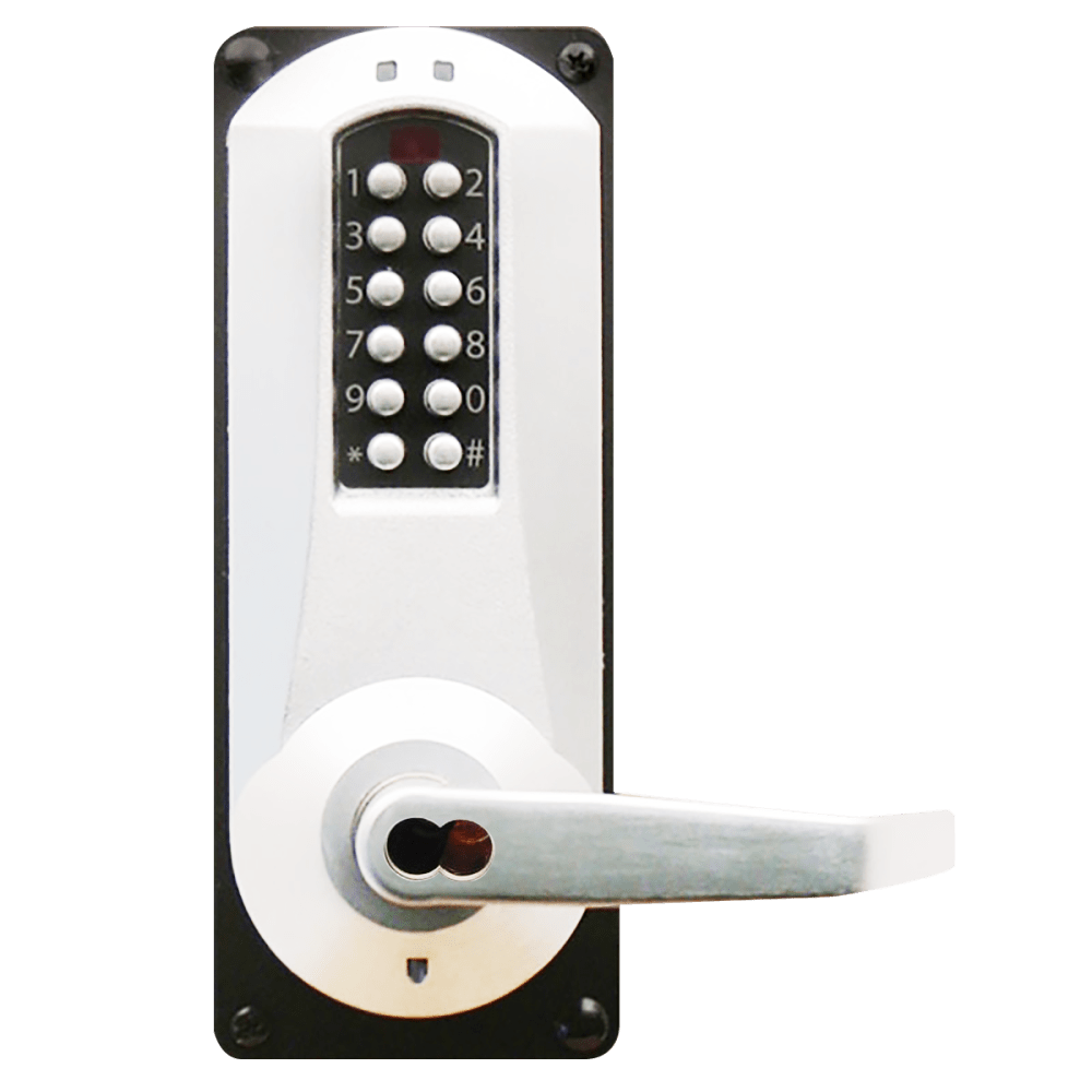 DormaKaba E5086BWL-625-41 E-Plex 5086 Entry/Egress Back to Back Mortise Lock, 100 Access Codes, 3,000 Audit Events, 6/7-Pin SFIC Prep, Less Core, Bright Chrome