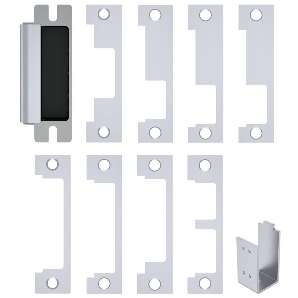 HES 1600-CS-629 Grade 1 Electric Strike, For Cylindrical or Mortise Latchbolt and Deadbolt Locks, Auto-Sensing 12/24 VDC, Field Selectable Fail Safe/Fail Secure, Includes 1J, 1K, 1KD, 1KM, 1N, 1ND, 1NM, 1NTD Options, Bright Stainless Steel