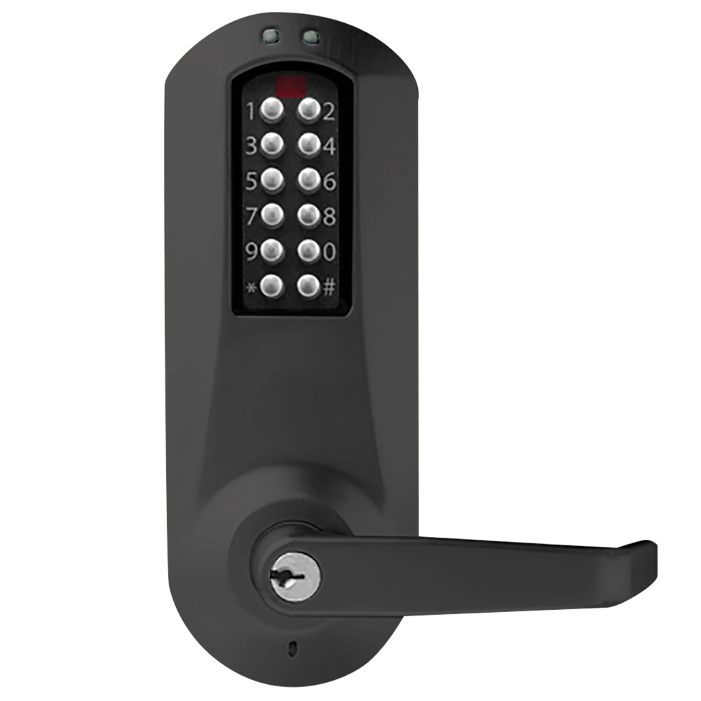 DormaKaba E5031XSWL-676-41 E-Plex 5000 Cylindrical Lock, Winston Lever, 100 Access Codes, 3,000 Audit Events, KIL, Schlage C Keyway, 2-3/4" Backset, 1/2" Throw, Black
