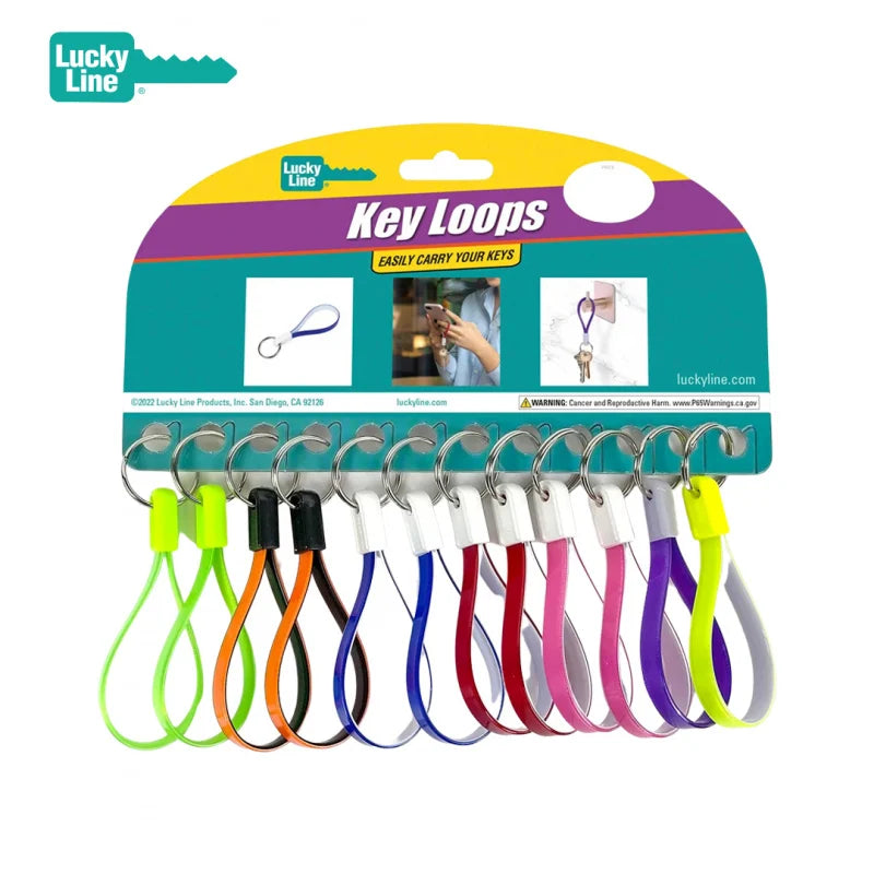 Lucky Line 40912 Key Loop Keychains Assorted Colors, 12 Per Pack