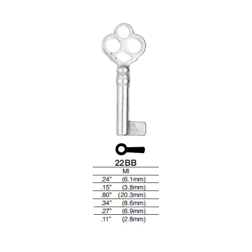 Kaba Ilco 22BB Barrel Bit Key Blank