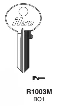 Kaba Ilco R1003M Key Blank – BO1 Bommer Keyway, Nickel-Plated Brass