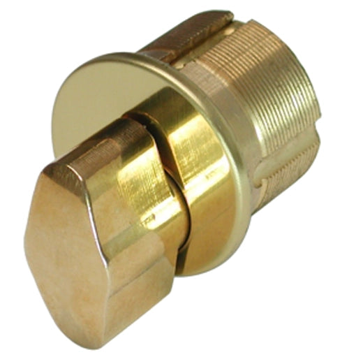 M118T-3-ST  1-1/8" Mortise Thumb Turn Cylinder, Polished Brass