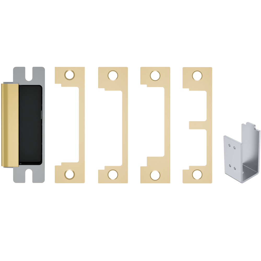 HES 1600-CDB-605 Grade 1 Electric Strike, For Cylindrical or Mortise Latchbolt and Deadbolt Locks, Auto-Sensing 12/24 VDC, Field Selectable Fail Safe/Fail Secure, Includes 1N, 1ND, 1NM, 1NTD Options, Bright Brass