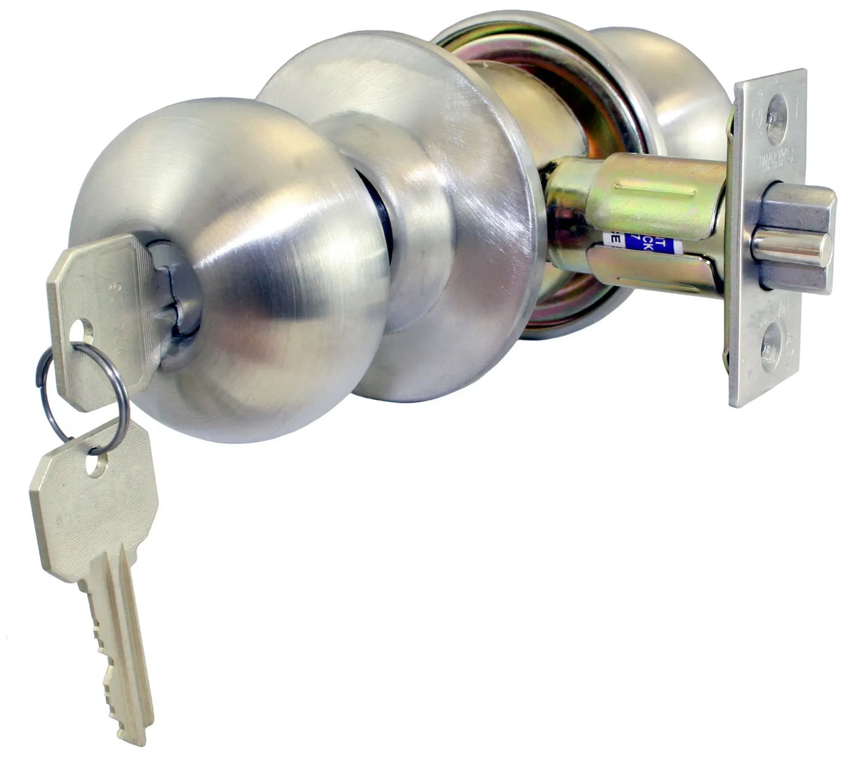 Marks USA 110DC/32D-E4  Grade 2 Round Knob Lock, Communicating, 2-3/4", SC1, Satin Stainless Steel