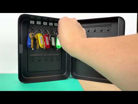 Lucky Line 61900 Metal Locking Key Cabinet, 48 Hooks, Black